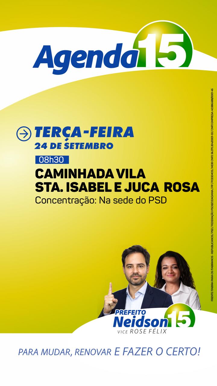 Eleição 2024: confira a agenda do candidato a prefeito de Itabira Neidson Freitas para esta terça-feira