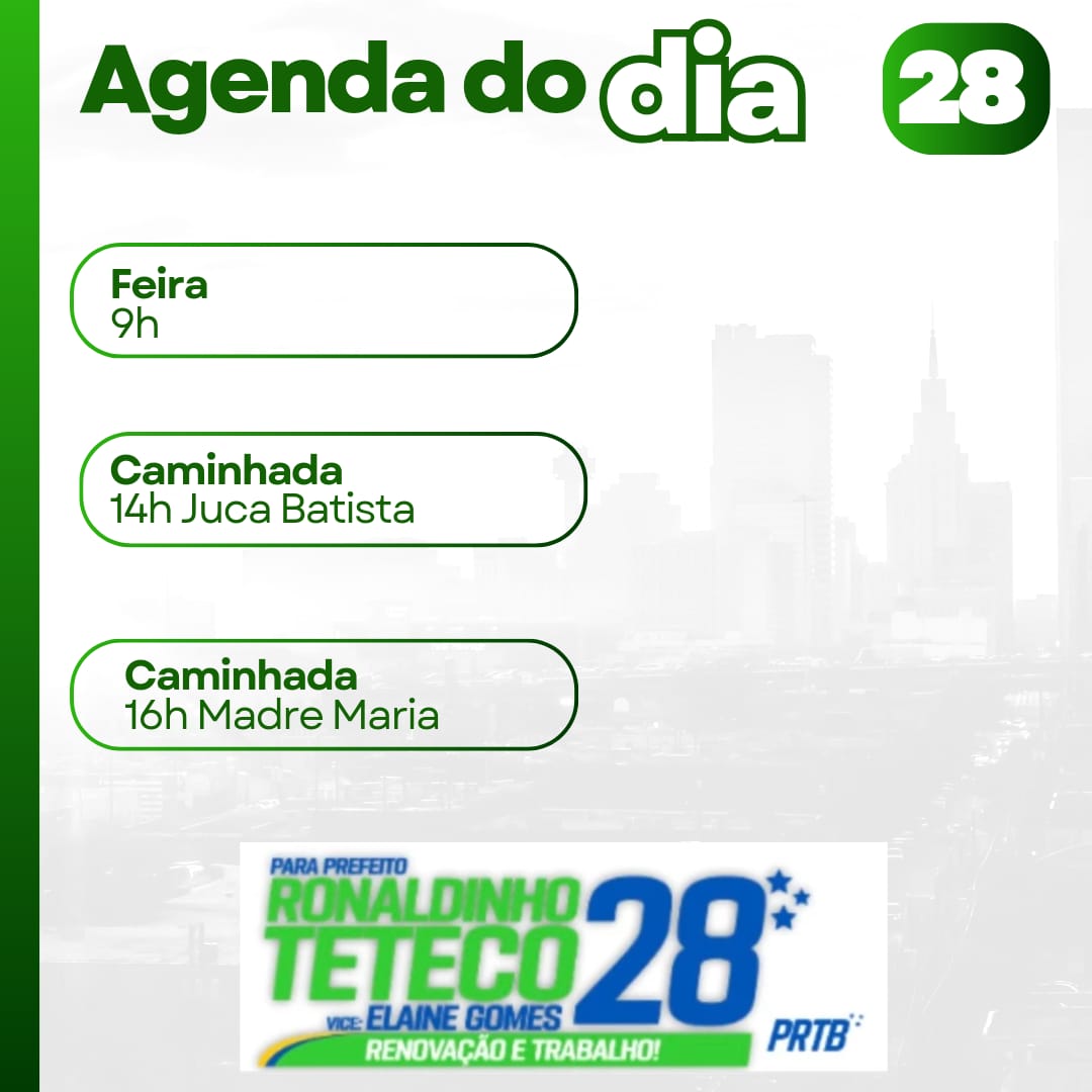 Eleição 2024: confira a agenda do candidato a prefeito de Itabira Ronaldinho Teteco para este domingo