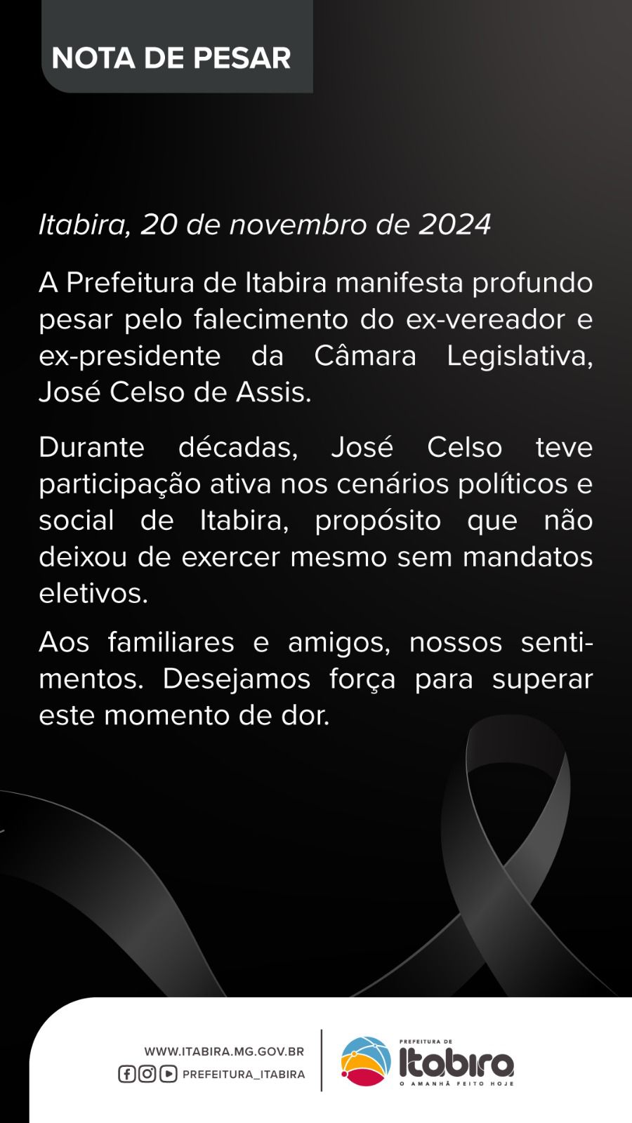 Morre José Celso de Assis, ex-vereador de Itabira com sete mandatos