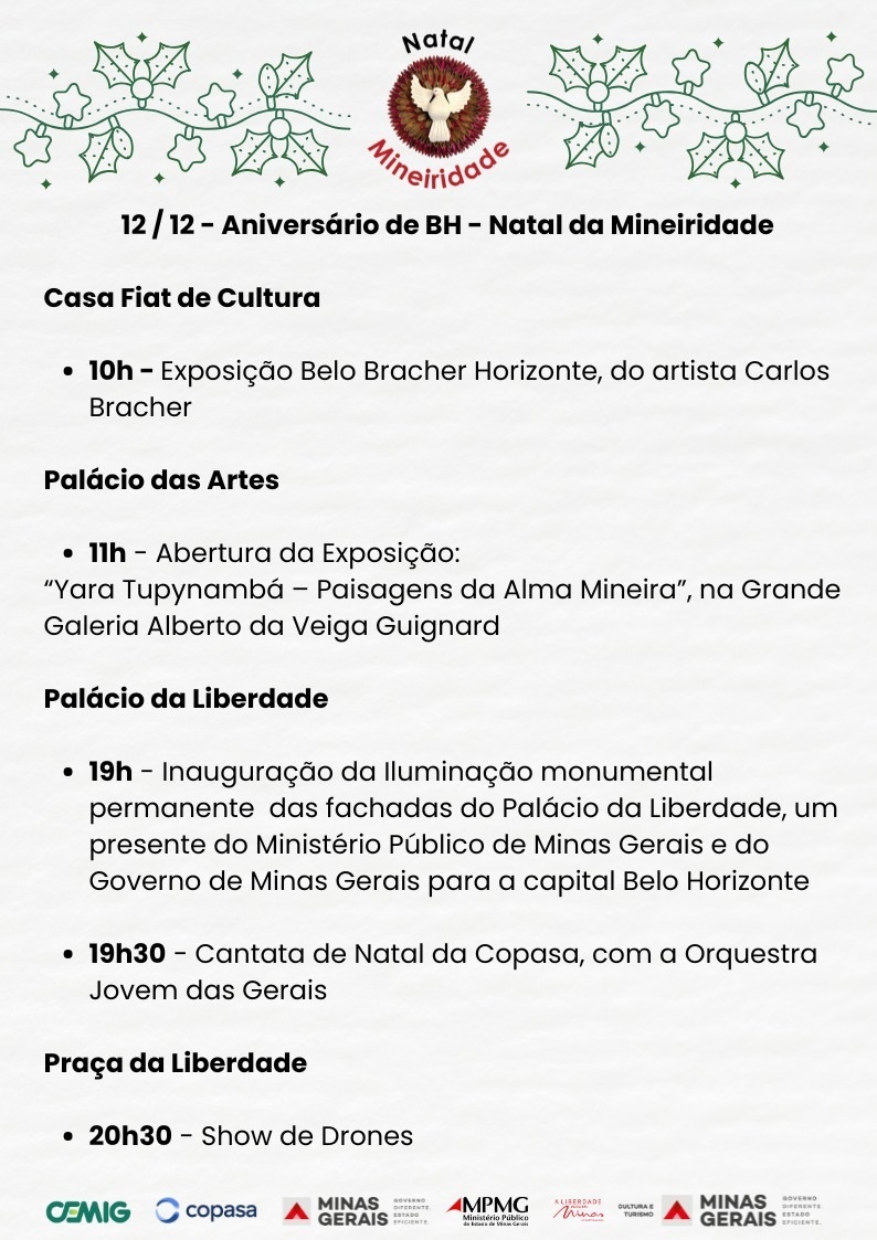 Belo Horizonte completa 127 anos nesta quinta-feira; confira a programação comemorativo do aniversário