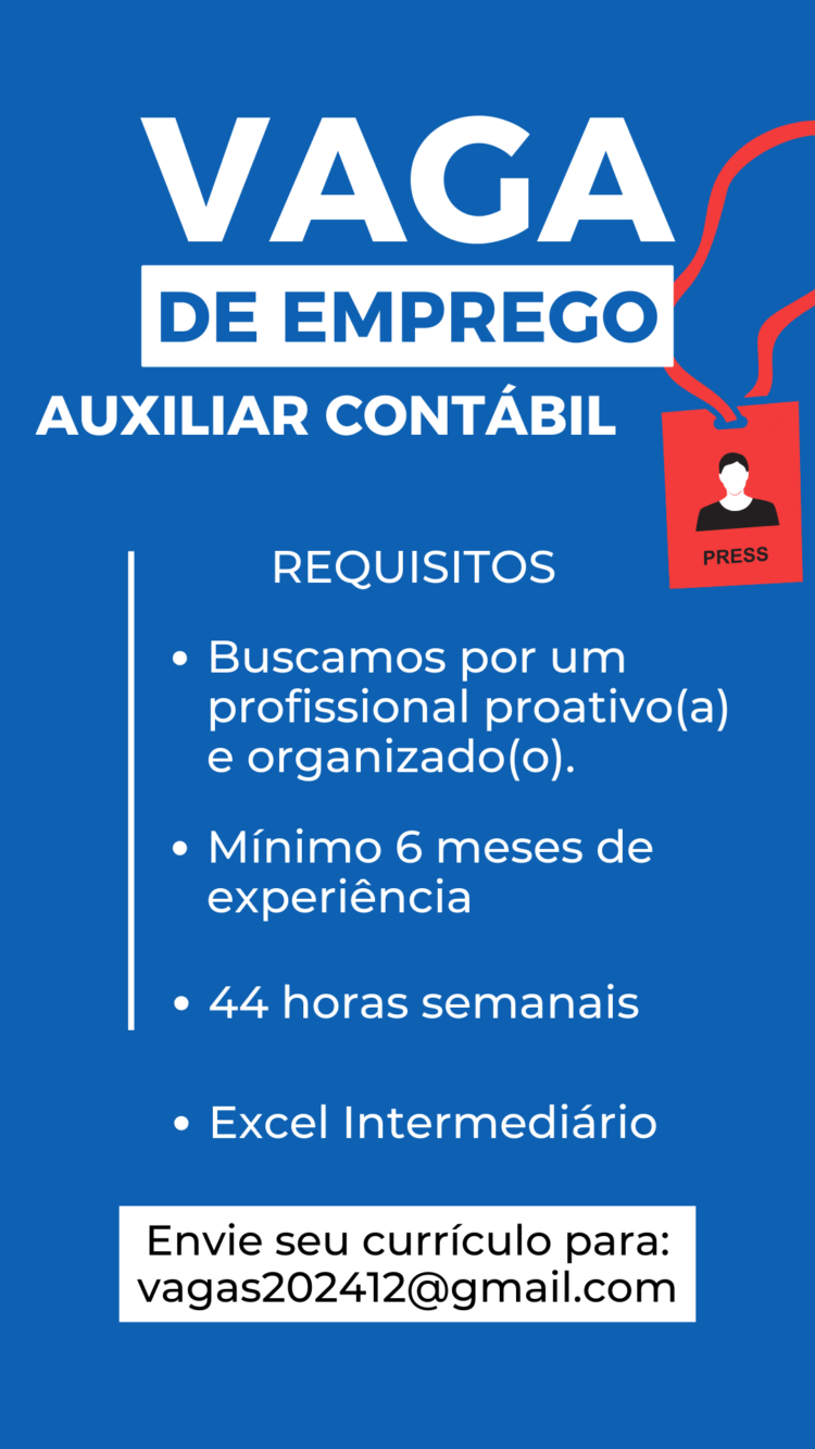 Empresa abre vaga para auxiliar contábil em Itabira; saiba mais