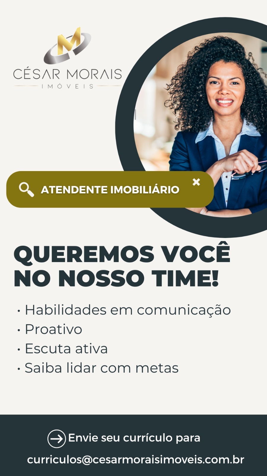 César Morais Imóveis contrata atendente imobiliário; saiba mais como se candidatar