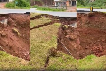 Cratera gigante no trevo de Martins Soares ameaça interdição da BR-262 em Minas Gerais