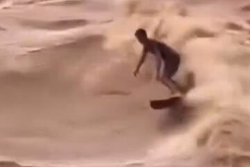 Surfando na cheia: homem desafia correnteza do Rio Doce em Governador Valadares; veja o vídeo