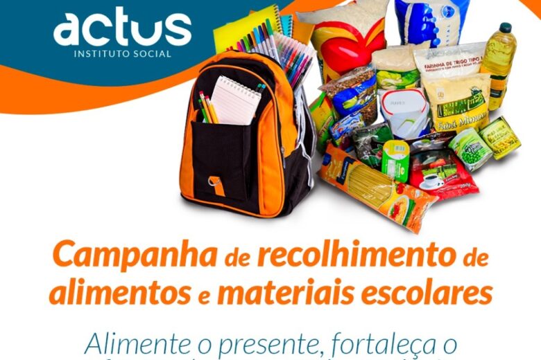 Instituto Social Actus promove campanha de arrecadação de alimentos e materiais escolares