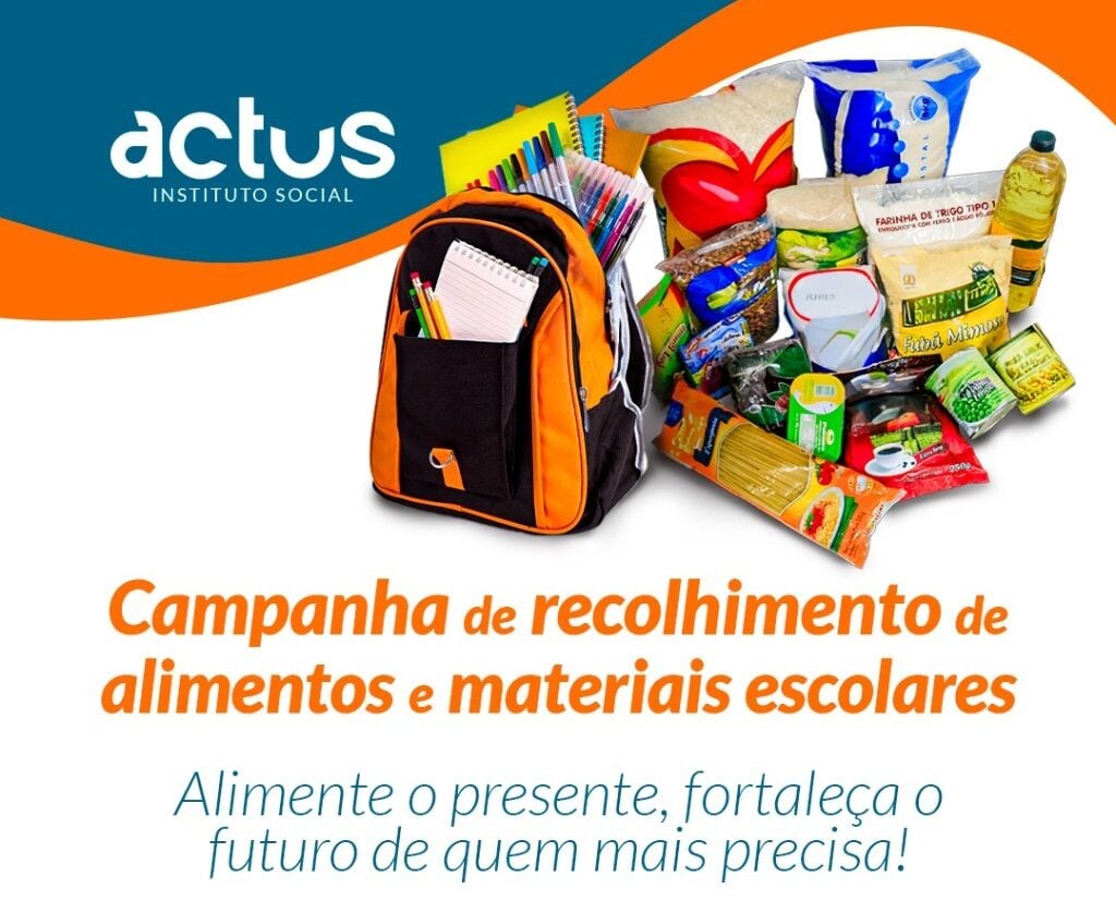 Instituto Social Actus promove campanha de arrecadação de alimentos e materiais escolares