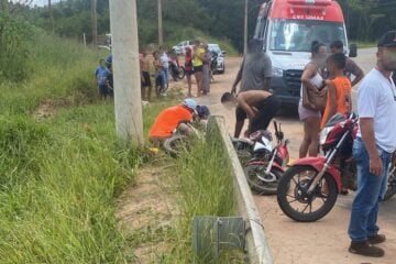 Acidente de moto deixa dois feridos no bairro Pedreira, em Itabira