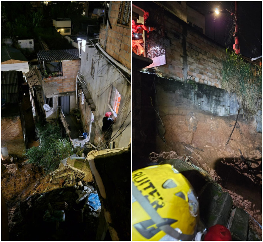 Casas são isoladas após deslizamento de encosta em Belo Horizonte