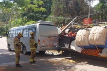 Colisão entre caminhão e ônibus deixa dez feridos em Santo Antônio do Leite, distrito de Ouro Preto