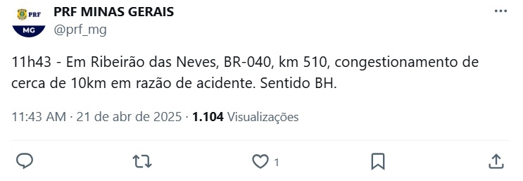 Volta do feriado prolongado registra congestionamentos nas rodovias que cortam Minas Gerais