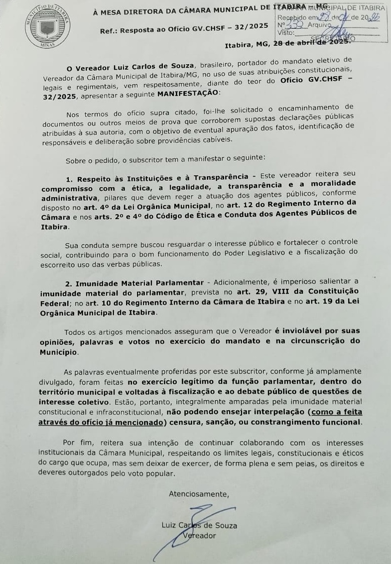 Câmara em pé de guerra: Luiz Carlos não apresenta provas de denúncia e volta a fazer acusação contra vereadores