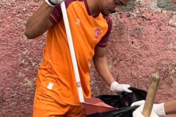 Valério realiza ação de conscientização ambiental em seu estádio