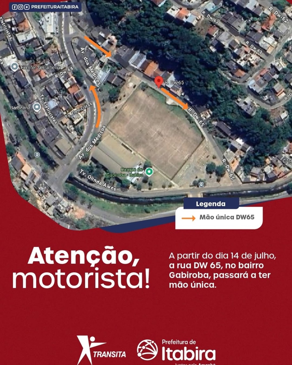 Trânsito em Itabira: ruas Júpiter, na Vila Amélia, e DW 65, no Gabiroba, terão sentido único a partir de 14 de julho