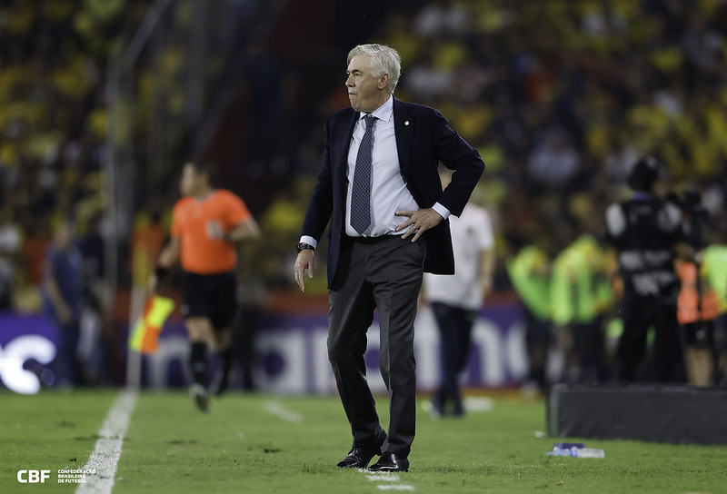 “Foi um bom empate e saímos satisfeitos”, diz Ancelotti após empate sem gols entre Brasil e Equador