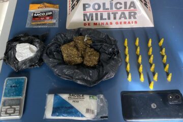 Polícia apreende 70 gramas de cocaína e tablete de maconha em Santa Maria de Itabira