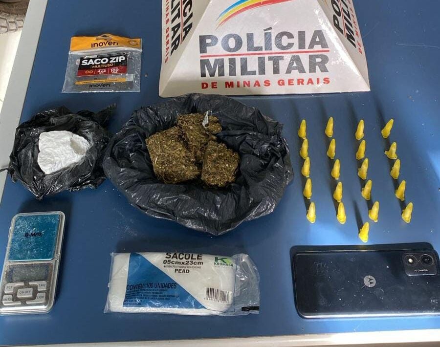 Polícia apreende 70 gramas de cocaína e tablete de maconha em Santa Maria de Itabira