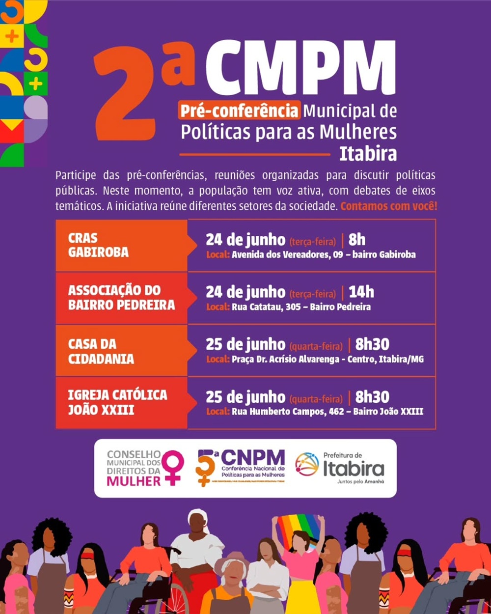 Itabira promove pré-conferências de políticas para as mulheres; saiba mais