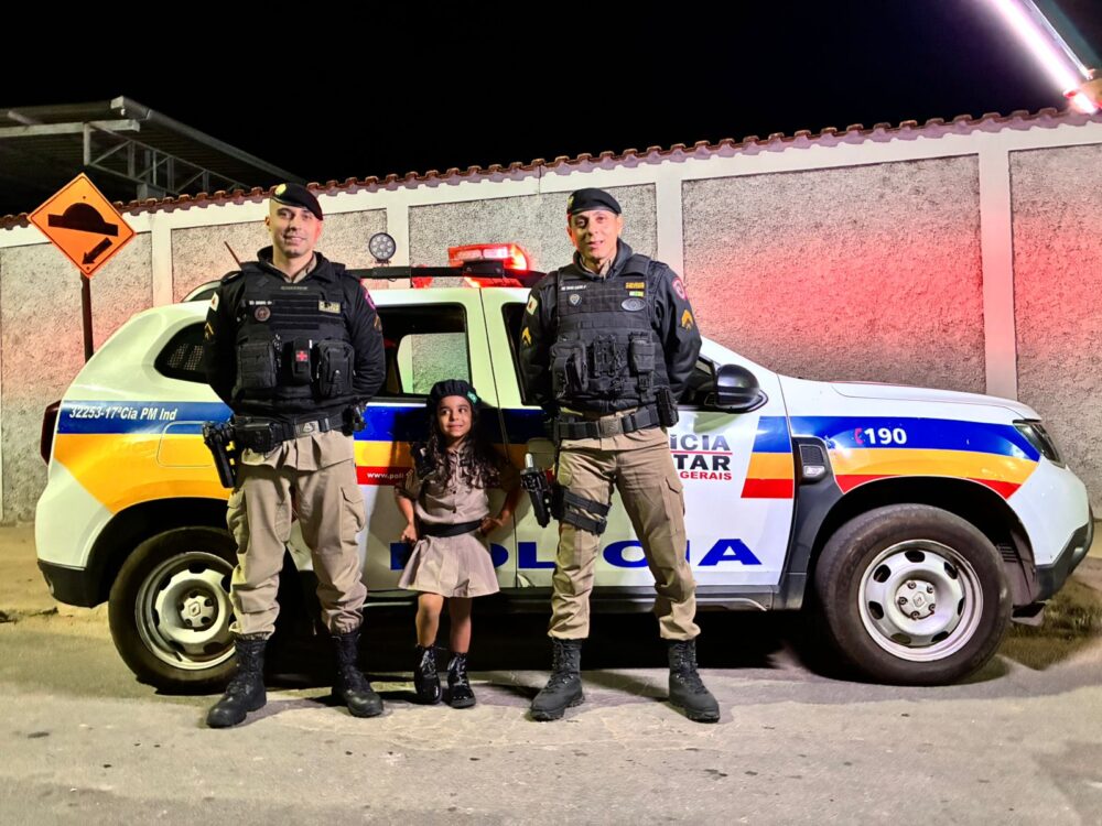 Aniversariante de João Monlevade escolhe Polícia Militar como tema de festa e recebe visita especial