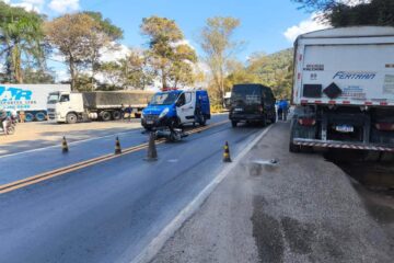 Motociclista fica ferido em colisão com van na BR-381, em Nova Era