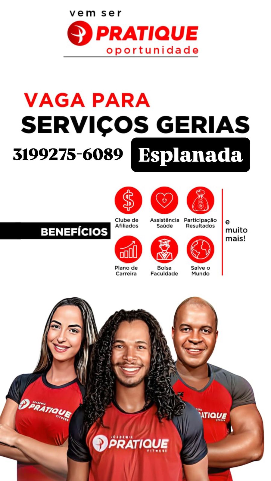 Academia Pratique abre vaga para serviços gerais no bairro Esplanada