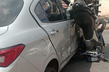 Motociclista fica ferido em colisão com carro no bairro Abóboras, em Itabira