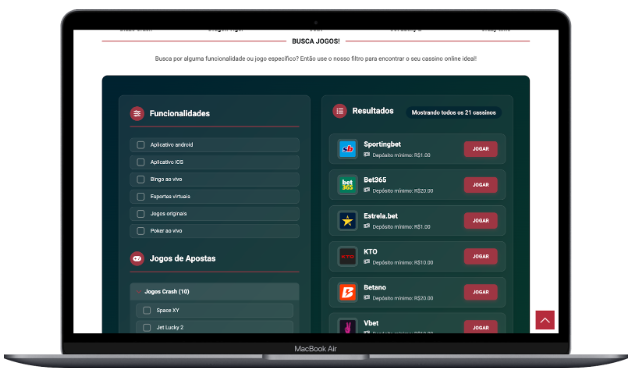 Portal JogosDeApostas lança ferramenta que ajuda usuários a encontrar sites e jogos de cassino de acordo com as funcionalidades