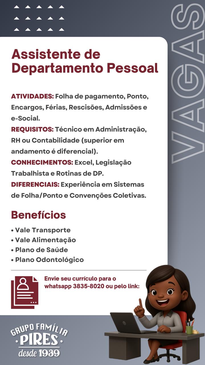 Confira as vagas de emprego disponíveis no Grupo Família Pires e Premium Executive Hotel