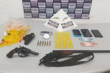 Polícia Militar prende quatro homens por tráfico de drogas e apreende armas em Itabira