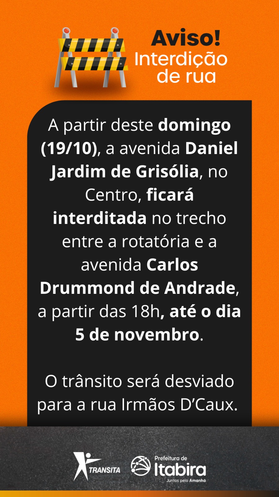 Itabira: trecho da avenida Daniel Jardim de Grisolia será interditado para montagem do 5º Flitabira