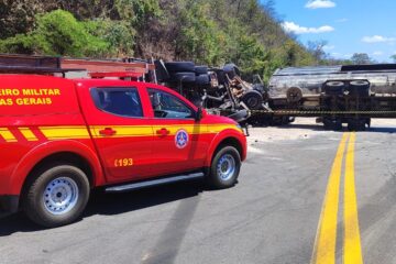 Trânsito é liberado na BR-381 após acidente com dois caminhões e um carro em Sabará