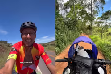 Ciclista que venceu câncer terminal percorre 12 mil km com sua cachorra para explorar o mundo sobre duas rodas