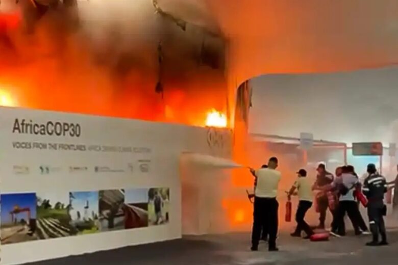 Incêndio atinge parte do pavilhão da COP30, em Belém
