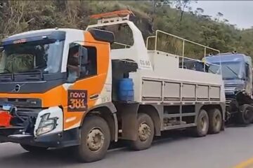 Trânsito na BR-381 é totalmente liberado após acidente com caminhões em Sabará