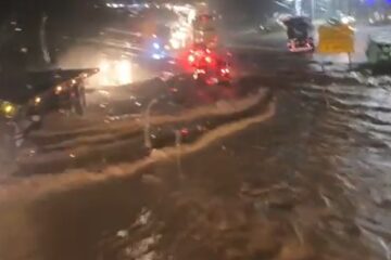 Chuva provoca novo alagamento na BR-381 e exige atenção de motoristas em Sabará