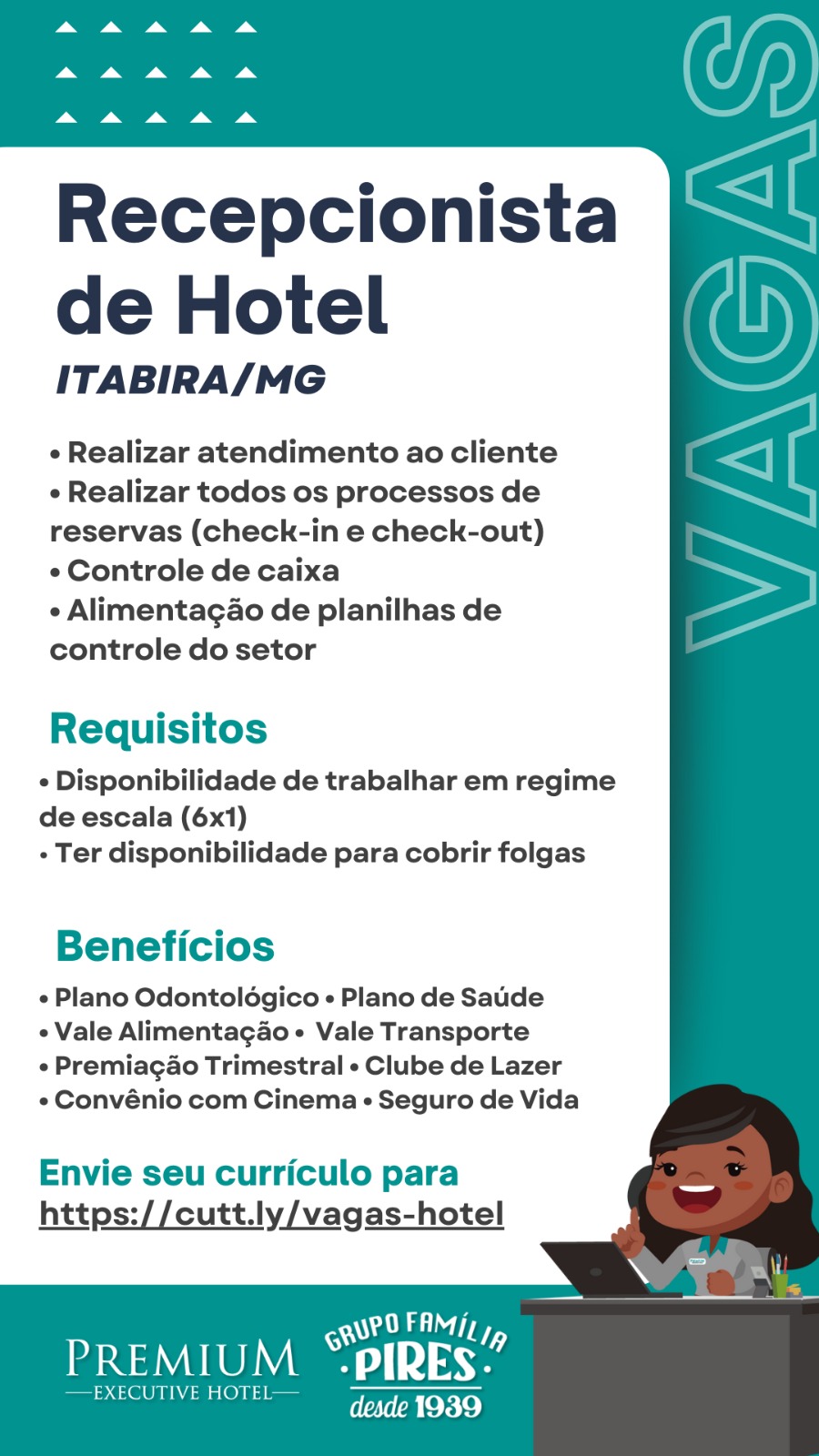 Grupo Família Pires e Premium Executive Hotel estão com oportunidades de trabalho; confira as vagas