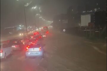 Chuva intensa provoca alagamento no Anel Rodoviário de Belo Horizonte
