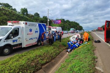 Colisão entre ônibus e ambulância deixa feridos na BR-262