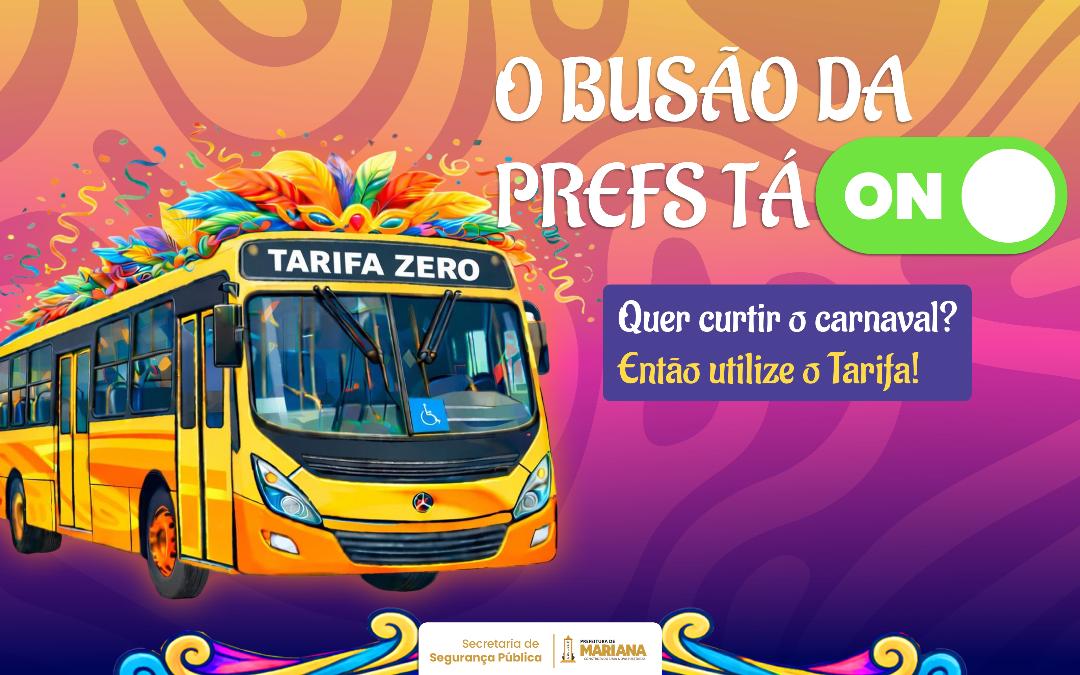 Programa Tarifa Zero  será ampliado no Carnaval 2026 de Mariana