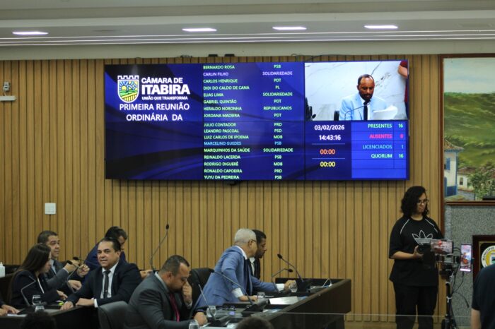 Novo painel eletrônico de votação marca primeira reunião ordinária da Câmara de Itabira em 2026