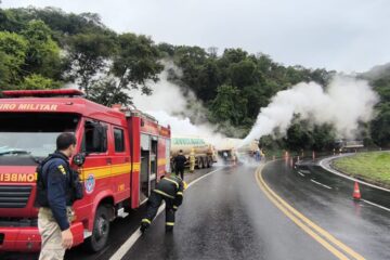 Transbordo de nitrogênio líquido mobiliza bombeiros e interdita trecho da BR-381, em João Monlevade