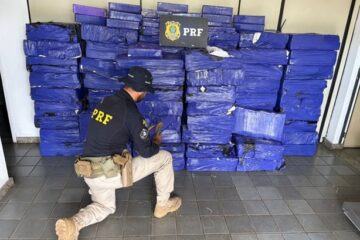 PRF intercepta caminhão com 1,8 tonelada de maconha escondida em carga de polvilho na BR-262