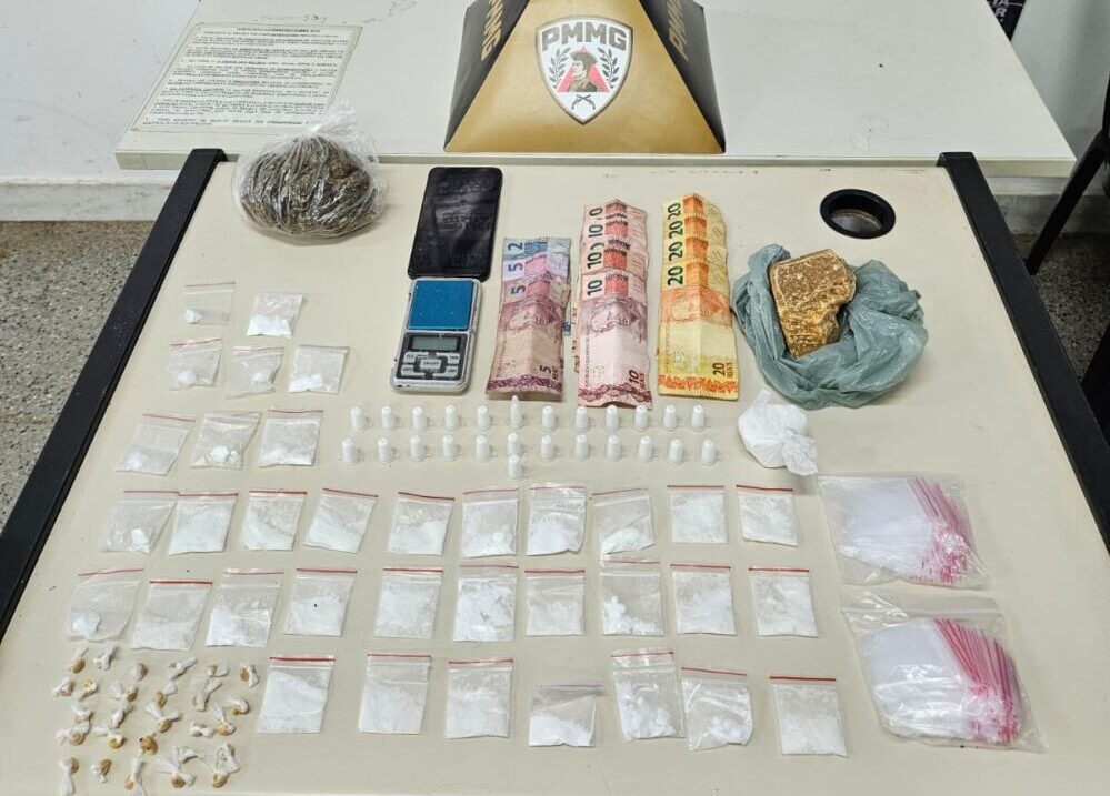 Homem é detido com cocaína, crack, maconha e balança de precisão durante patrulhamento da Polícia Militar em Itabira