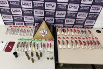 Dupla é presa com lança-perfume, munições calibre 12 e maconha no bairro Machado, em Itabira