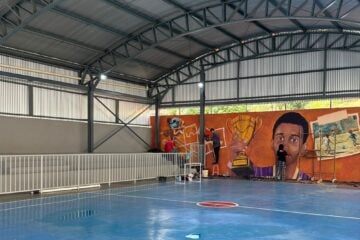Quadra Guilherme Gabriel tem inauguração adiada por causa das fortes chuvas