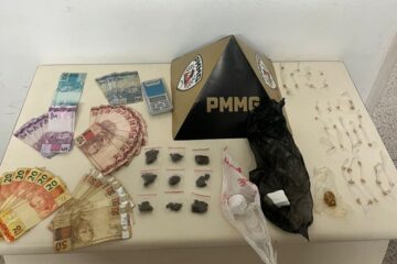 Dupla é detida por tráfico de drogas no Boa Esperança, em Itabira; PM apreende crack, cocaína e dinheiro