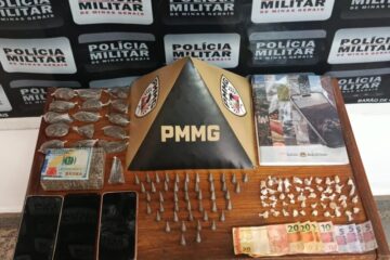 Barão de Cocais: Polícia Militar prende três adultos e apreende adolescente por tráfico de drogas