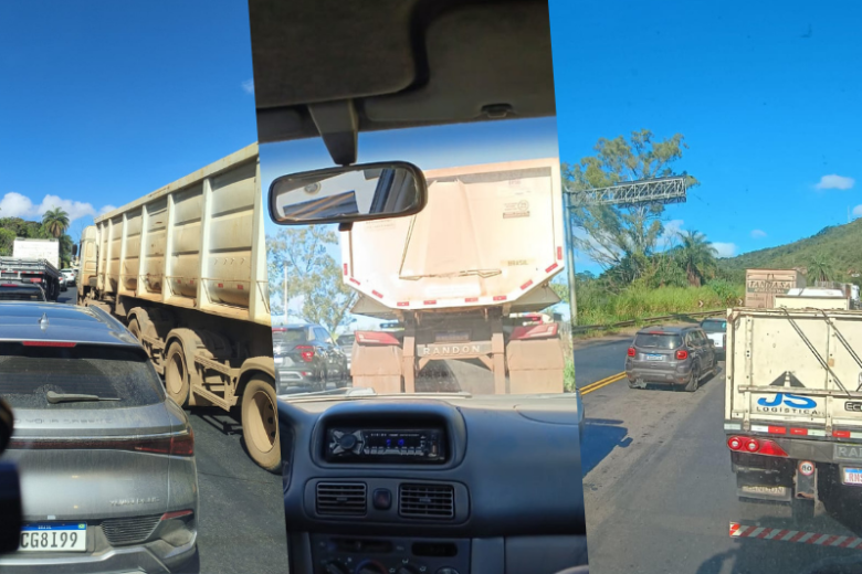 Trânsito intenso na BR-381, em Ravena, marca manhã de quarta-feira; obras em diferentes trechos impactam fluxo de veículos