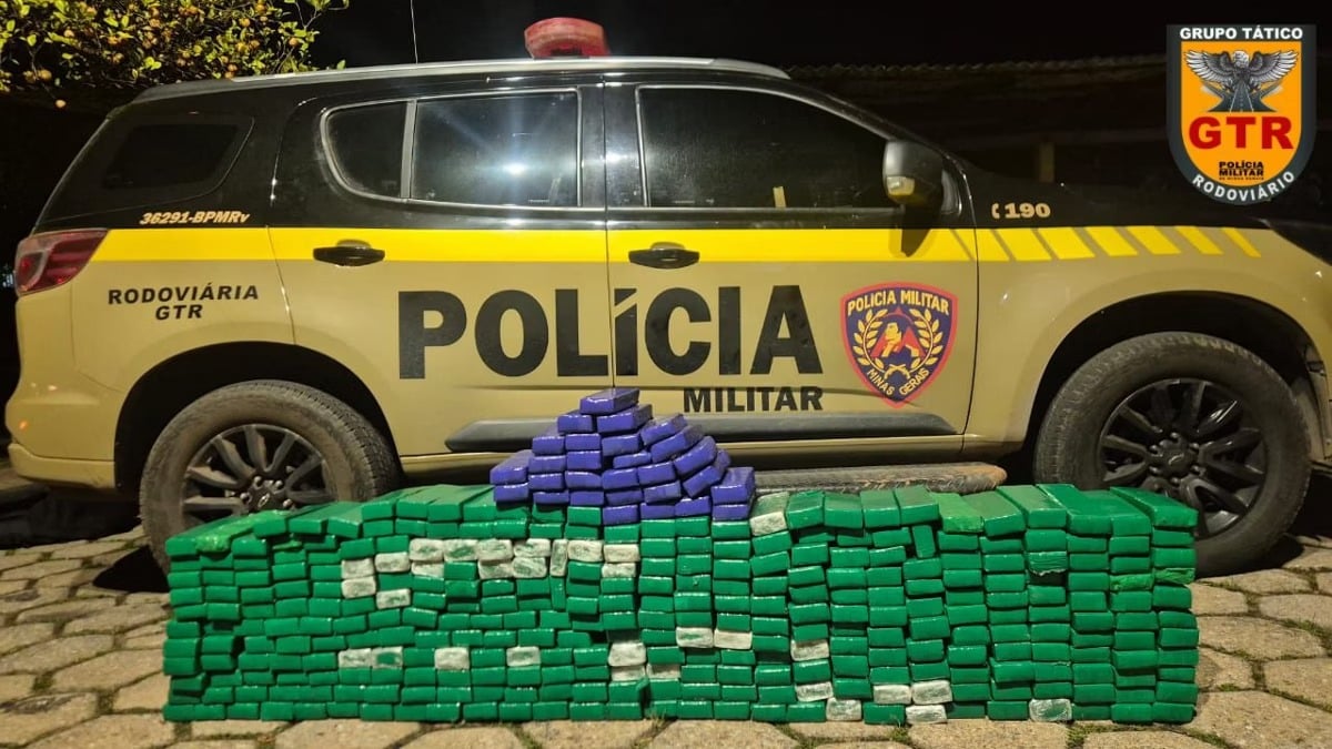 PM apreende mais de 300 barras de maconha que seriam levadas a Belo Horizonte; prejuízo ao crime é estimado em R$ 700 mil