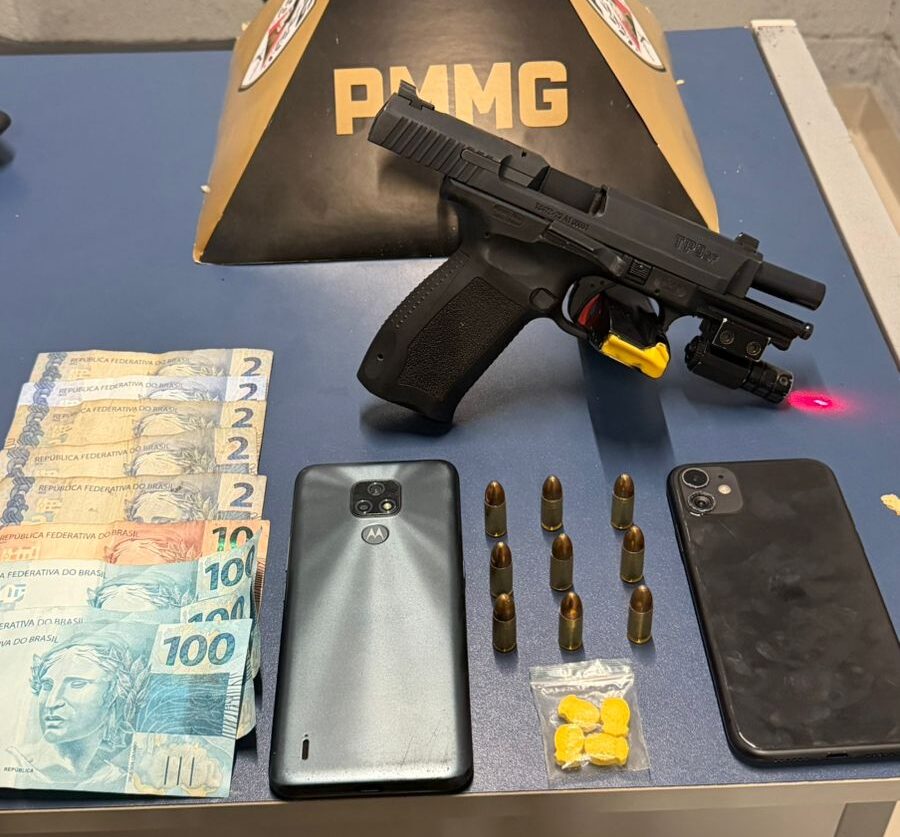 Itabira: jovem é preso com arma de uso restrito e comprimidos de ecstasy no bairro Gabiroba
