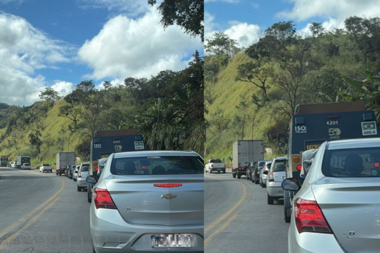 Obras na BR-381 provocam longos congestionamentos e motoristas enfrentam até duas horas de espera